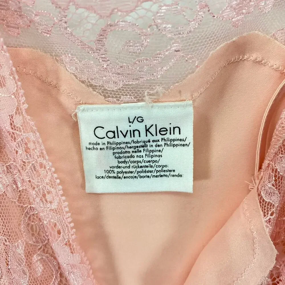 Calvin Klein Women's Teddy Satin Lace-Trim Cami Crop Intimate Top Sz L - Picture 6 of 6